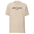 Coded LGBTQ+ glide mode typography shirt with minimal inline skate icon with white, pink, and blue accent. Unisex Bella + Canvas cotton.