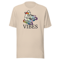 2 inline skates in LGBTQ+ rainbow colors above VIBES text. Beige Bella + Canvas Cotton. 